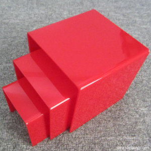 קונסולת אקריליק אדומה שולחן קן לוסיט כיסא שולחן קפה סט שולחן לילה של 3 שולחנות קצה קפה - Product Image 2