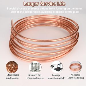 Tubo in Rame 0.8/1mm Spessore Parete 99.9% C12200 Refrigerazione ACR Senza Saldatura TP2 Puro Morbido a Spirale - Product Image 3