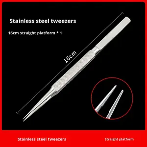 ステンレス鋼製ストレートおよびカーブヘッドマイクロピンセット眼科手術用マイクロ歯付き鉗子医療手術用 - Product Image 6