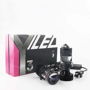 Fabrika fiyat Y3 LED far 6000K hi-düşük işın Lens projektör far kiti H4 Mini Led projektör Lens far için otomatik