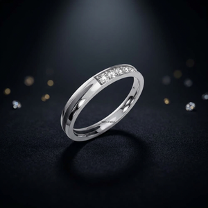 Anillo de Boda Clásico con Diamantes Cultivados en Laboratorio, Engaste de Canal, para Hombre y Mujer, Oro 10K/14K/18K, Plata 925/935 - Aniversario, Compromiso - Product Image 1