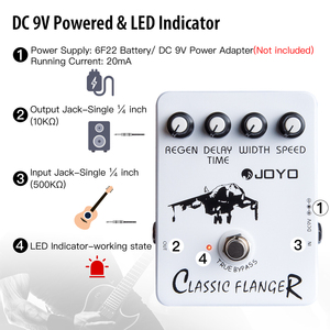 JOYO JF-07 CLASSIC FLANGER Pedale per Chitarra Suoni Metallici di Flanger e Vibrato Tremolante Rapido Ispirato al Rock degli Anni '70 - Product Image 5