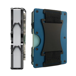 Portefeuille fin pour <span class=keywords><strong>homme</strong></span> de haute qualité avec protection RFID, <span class=keywords><strong>porte</strong></span>-cartes en métal aluminium avec charnière pour gravure laser professionnelle - Product Image 1