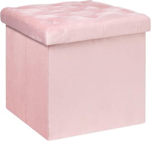 Otomana de Almacenamiento en Forma de Cubo, Otomana Plegable Acolchada de Terciopelo con <span class=keywords><strong>Tapa</strong></span>, Reposapiés con Asiento Acolchado para Dormitorio (Rosa, Mediano) - Product Image 6