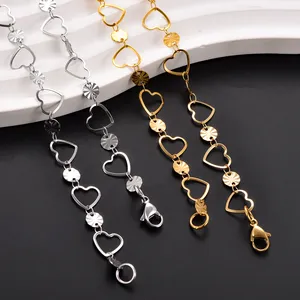 Collane da donna con catene a maglie a <span class=keywords><strong>cuore</strong></span> cavo piatto con incisione a <span class=keywords><strong>cuore</strong></span>, in acciaio inossidabile, gioielli alla moda all'ingrosso, non sbiadiscono - Product Image 2