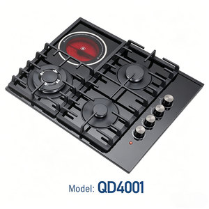 Table de cuisson à gaz en verre trempé, 3 brûleurs gaz et une cuisinière électrique infrarouge, prix de gros industriel - Product Image 4
