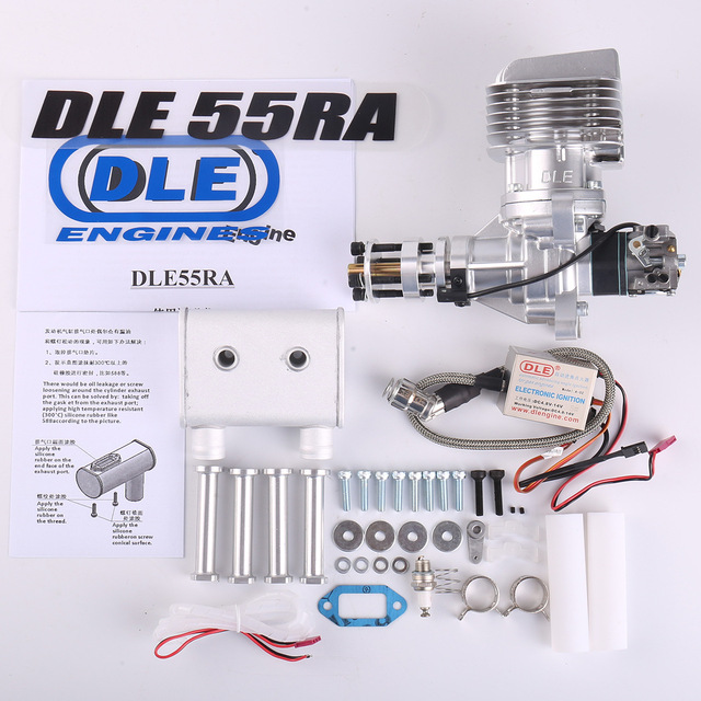 Original DLE 55CC DLE55RA Metal Single Cylinder Two-stroke Gas Engine with Rear Exhaust for RC Airplane