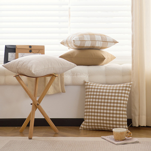 Fodere per cuscini in cotone e lino all'ingrosso, fantasia scozzese a righe, stile rustico, per divano - Product Image 4