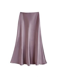Jupes longues en satin d'acétate IStapromo pour femmes, couleur unie, taille haute, coupe sirène, style A-line, pour le printemps et l'été - Product Image 3