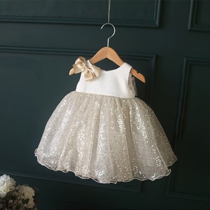 Vestido de Tutú Brillante con Lazo Grande sin Mangas para Niñas Pequeñas, Ideal para Fiestas de Cumpleaños, Recitales de Piano, Eventos Formales de Primavera - Product Image 4