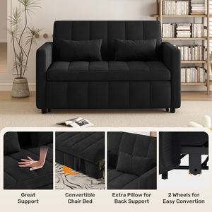 Canapé-lit convertible 3 en 1 en velours moderne avec rangement, dossier réglable à 5 niveaux pour salon, bureau à domicile, chambre à coucher - Product Image 3