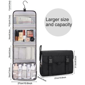 Trousse de Toilette de Voyage Imperméable en Tissu Oxford pour Hommes et Femmes – Rangement pour Articles de Rasage et Maquillage - Product Image 4