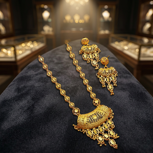 Wholesale 14K 18K 24K Micro Gold Fashion Brass Women's Indian Wedding Traditional Flower Design Jewelry Set Necklace Earrings - Product Image 5