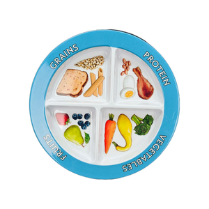 Assiettes en mélamine à 4 compartiments pour enfants et adultes Céréales Protéines Poids et nutrition divisés - Product Image 2
