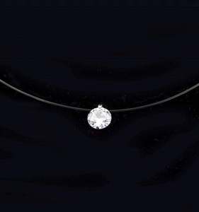 Collier ras du cou en strass avec chaîne de clavicule en fil de pêche transparent invisible pour femme, vente en gros à prix abordable - Product Image 6