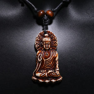 FX029 हड्डी हार तिब्बती बुद्ध लटकन शांत पुरुषों अवस्र्द्ध रेट्रो गहने जनजातीय शैली नेपाल नकली याक हड्डी हार ताबीज - Product Image 4