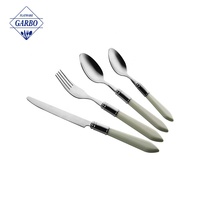 Service d'argenterie en acier inoxydable, couleur, manche en plastique, ensemble de couteaux, fourchettes et cuillères, couverts, ustensiles de cuisine