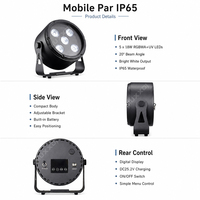 Éclairage de scène étanche IP65, 5x18w, sans fil, DMX, alimenté par batterie, Wifi, LED, DJ, Uplights, Par up Light pour mariage, fête, bar