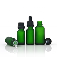 5ml-100ml tutup penetes bambu hijau Matte botol minyak esensial kaca beku bahu bulat