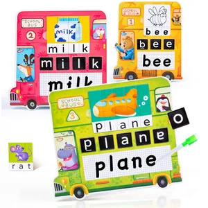 QINGTANG pädagogisches Englisch Wort lernen Rechtschreib ung Matching-Spiele Bus Rechtschreib spiel für Kinder