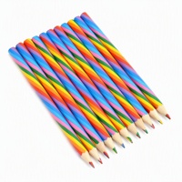 Crayon de couleur arc-en-ciel 4 en 1, mine multicolore, corps rayé en spirale, bois naturel, pour dessin, croquis, coloriage, papeterie artistique pour enfants