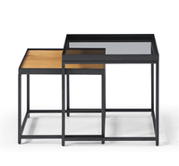 Table basse carrée moderne avec pieds en acier et peinture noire, meubles de salon haut de gamme