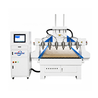 Router CNC de Alta Eficiencia Jinan Mosencnc 1325 de 6 Husillos con Mesa de Vacío para Producción en Lotes de Muebles de Madera y Tallado de Puertas