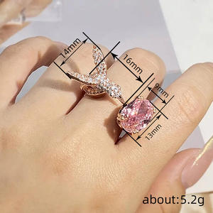 T0466 Anello a Forma di Animale Placcato in Oro Rosa con Zircone Taglio Ovale, Gioiello da Donna, Idea Regalo - Product Image 4