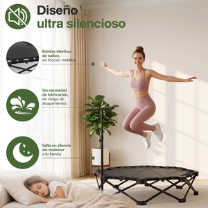 Trampoline octogonal noir en fer pliable, robuste, capacité 150 kg, équipement de fitness durable, en stock en Espagne - Product Image 2