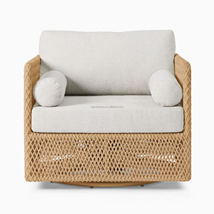 تصميم جديد عالي الجودة لأثاث الحدائق الخارجية، طقم كراسي استرخاء دوارة من الخيزران والراتان - Product Image 4