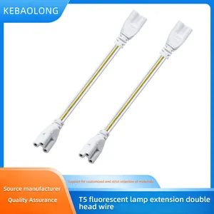 Kebaolong T4 T5 T8 integrado luz tubo suporte plug 30CM cabo de alimentação de duas pontas de três furos