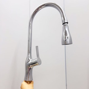 Stainless Steel Electroplated Pull Out Kitchen Faucet Single Handle Deck <b>Mounted</b> Modern Brass Valve Core - Product Image 2