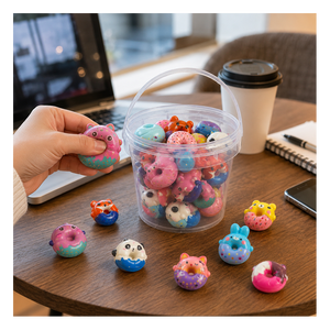 ของรางวัลเกมงานรื่นเริง ตุ๊กตาสัตว์โดนัทบีบเล่น ของเล่นนุ่มทำจากโฟม PU ของสะสม ตุ๊กตาการ์ตูน ของขวัญ ขายส่ง - Product Image 3