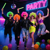 YACHEN 70s 80s 90s Costume de fête coloré moelleux néon fête Clown perruque pour hommes femmes Mardi Gras Costume Party Favors