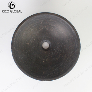 Lavabo Ovalado de Mármol Natural para Baño, Color Gris Oscuro Pulido, Lavabo de Encimera - Product Image 4