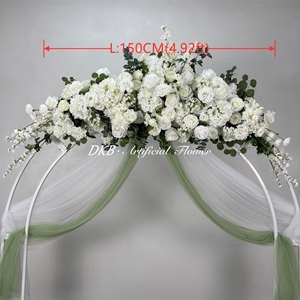 Fond en tissu de soie avec fleurs artificielles pour mariage, décoration de fête - Product Image 2