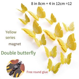 Pegatinas de pared de mariposa artificial de PVC 3D, decoración de boda para el hogar y juguetes magnéticos de nevera DIY, pasta 3D tridimensional - Product Image 4