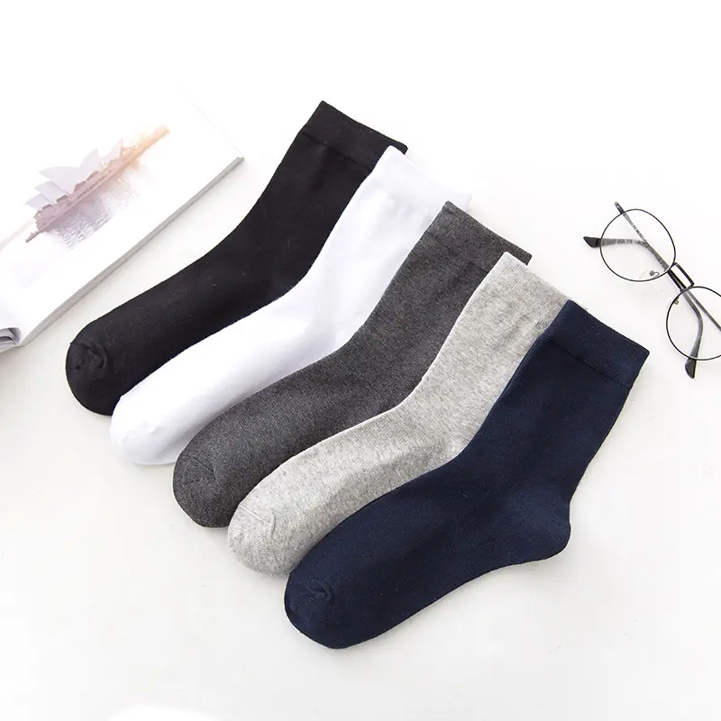 Hot sale men cheap cotton socks white black gray color argyle plaid business sock