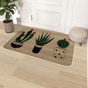 Tapis <span class=keywords><strong>de</strong></span> sol durable aspect lin avec envers en caoutchouc antidérapant et absorbant l'eau, paillasson avec motifs forestiers pour usage domestique - Product Image 3