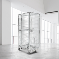 Conteneur à roulettes pliable en acier inoxydable robuste, 4 côtés, cage à roulettes en métal avec roues, galvanisé, entrepôt OEM/ODM