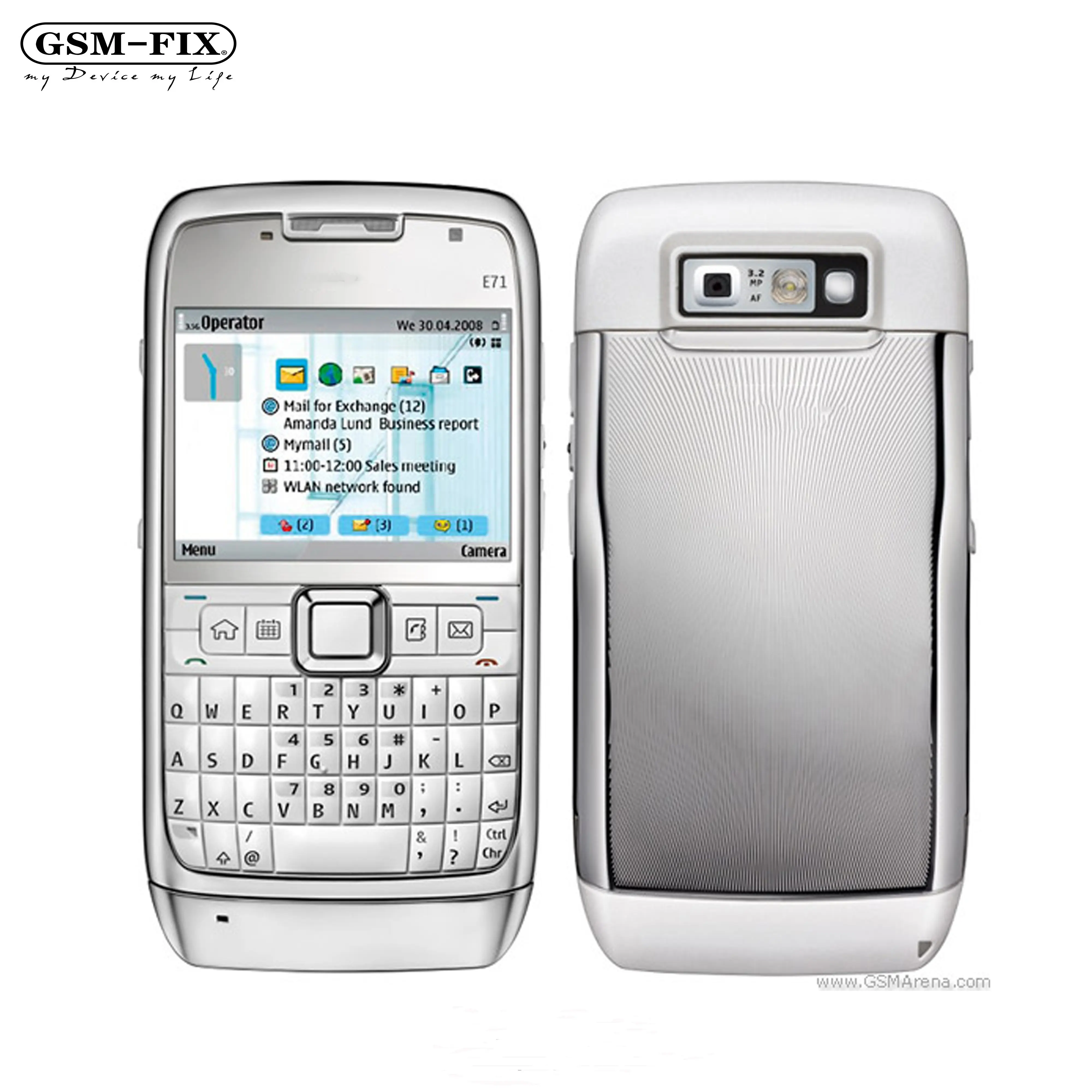 GSM-FIX E71 Asli untuk Nokia Ponsel 3.2MP 3G Terbuka untuk Nokia E71 QWERTY Keyboard Ponsel Fitur Ponsel