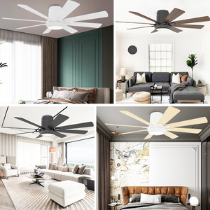 Ventilateur de plafond 8 pales de 56/60 pouces avec lumière, 4 options de couleur, moteur DC à vent puissant, LED dimmable - Ventilateur de plafond moderne pour salon - Product Image 5