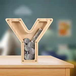 Venta al por mayor hucha alfabeto acrílico letra tirelire Bois madera letra grande Huchas para niños - Product Image 5