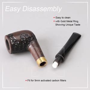 핸들 스트레이트 흑단 담배 파이프 흡연 액세서리 사용자 정의 로고 나무 건강 벨벳 가방 및 상자 나무 담배 덕아웃 1 타자 - Product Image 5