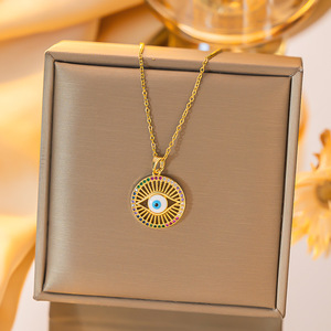 Collares de joyería de moda de acero inoxidable Hamsa mano de Fátima mal de ojo protección colgante collar - Product Image 3