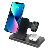 Chargeur sans fil pliable 3 en 1, chargeur sans fil 15W à charge rapide - Support de téléphone portable avec fonction de charge sans fil OEM