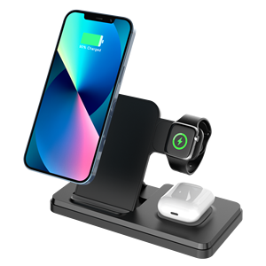 Caricabatterie Wireless tre in uno pieghevole che supporta la <span class=keywords><strong>ricarica</strong></span> rapida 15W-supporto per cellulare con funzione di <span class=keywords><strong>ricarica</strong></span> Wireless - Product Image 1