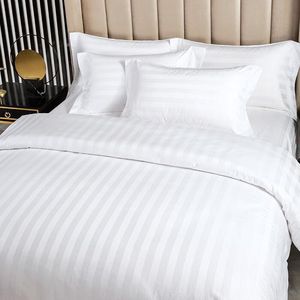 Tất cả các mùa sọc 100% bông Comforter thiết lập 4 miếng bộ đồ giường tấm gối trường hợp thêu 400TC sateen đảo ngược mềm - Product Image 5