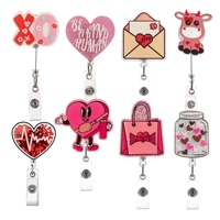 Vendeur chaud en gros mignon acrylique rétractable ID Clips infirmière Badge porte-bobine pour hommes et femmes