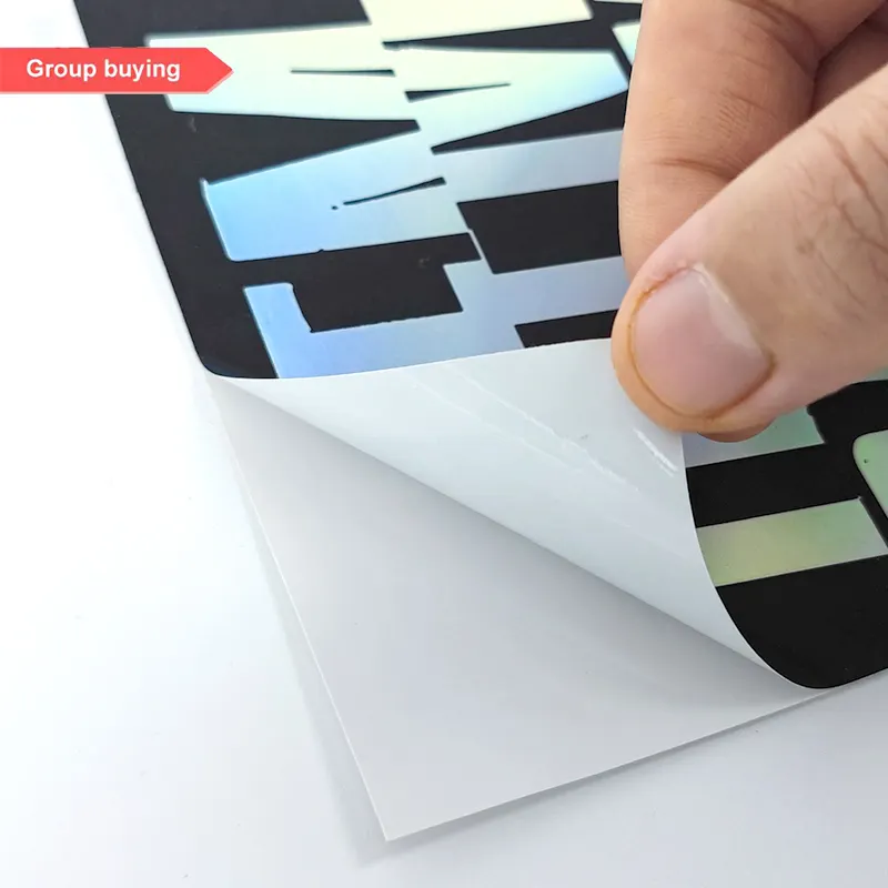 Customized design easy damaged holographic eggshell fragile paper sticker/label